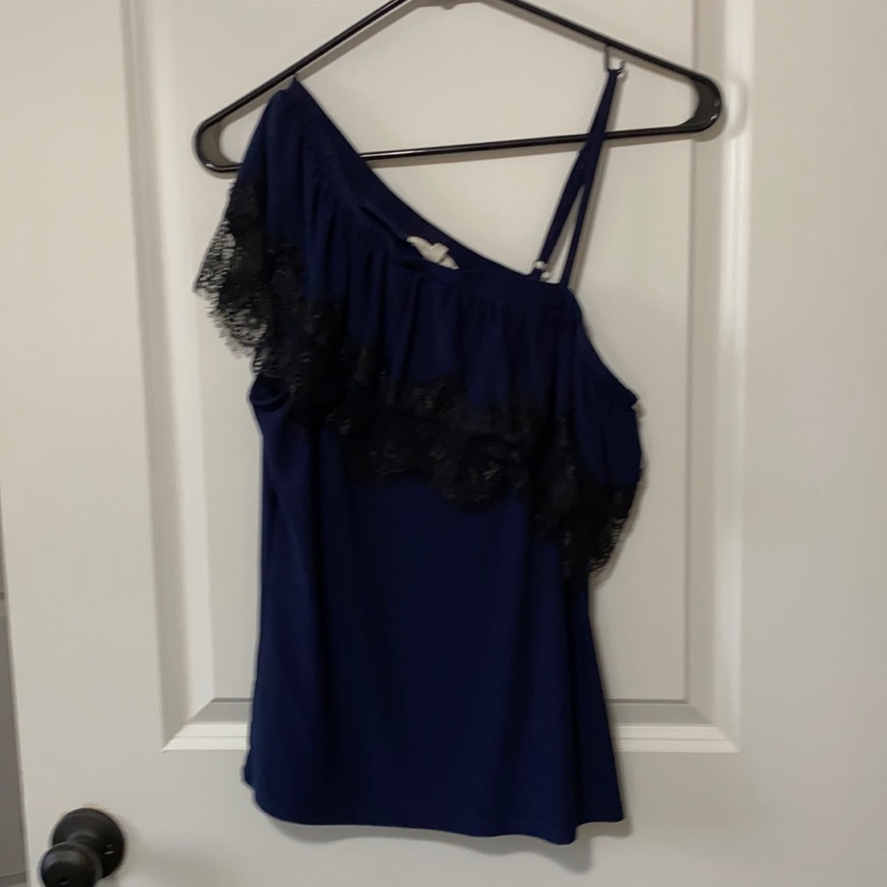 Maurices one sleeve navy blue with black lace top